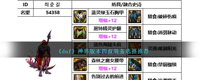 dnf最新四叔神话排名(dnf四叔神话排名表)