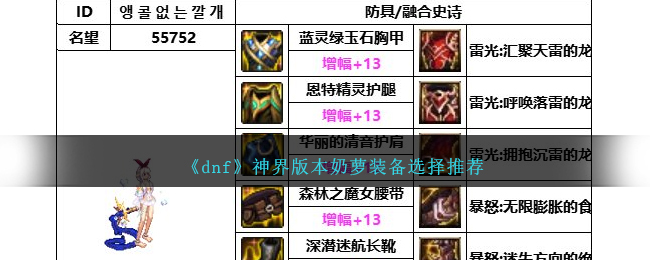 dnf奶萝神话推荐(dnf奶萝神话装备排名图)