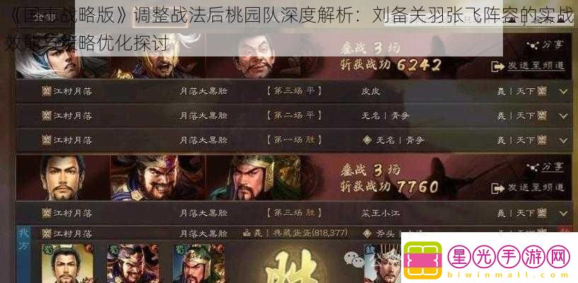 国志战略版调整战法后桃园队深度解析：刘备关羽张飞阵容的实战效能与策略优化探讨